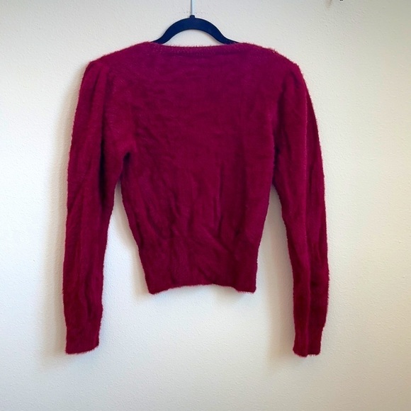 ASTR the label red fuzzy crop sweater puff sleeve - Picture 7 of 7